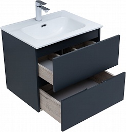 Aquanet Мебель для ванной Алвита New 60 2 ящика подвесная антрацит матовая – фотография-8